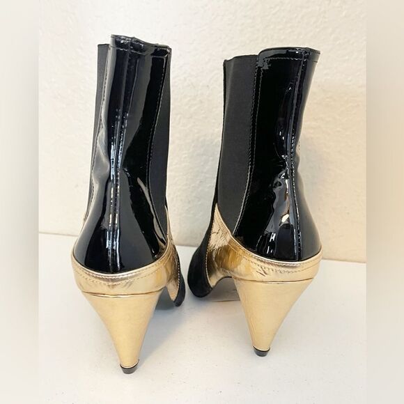 AGL gold metallic black leather Ankle boots 37 - Picture 10 of 11